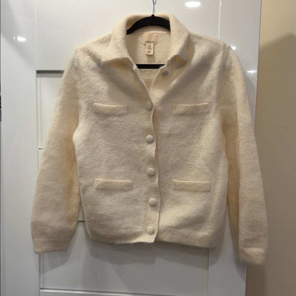 H&M Cream Button-Up Knit Cardigan